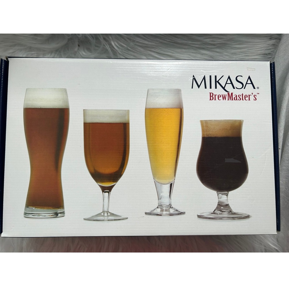 Mikasa BrewMasters Beer Glasses‎ Set of 4 Assorted Styles Crystal#337